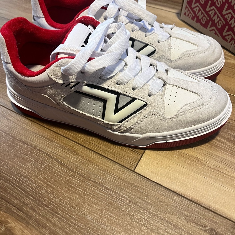 Vans White and Red Upland Sneakers